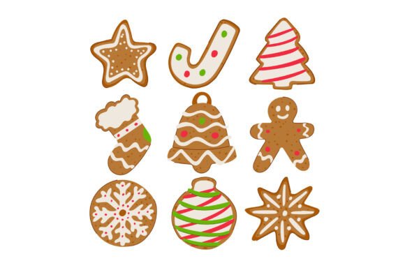 Christmas Gingerbread Cookies with Festi Illustrations