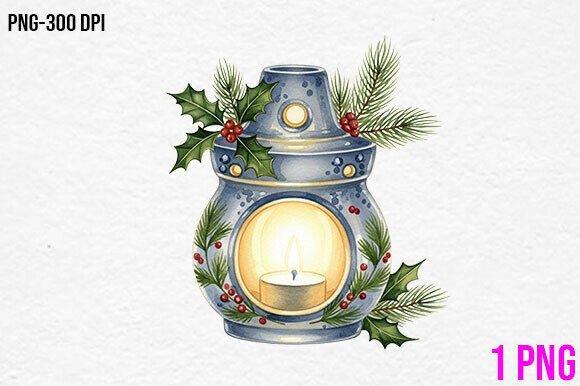 Christmas Lantern Candle Clipart for Illustrations