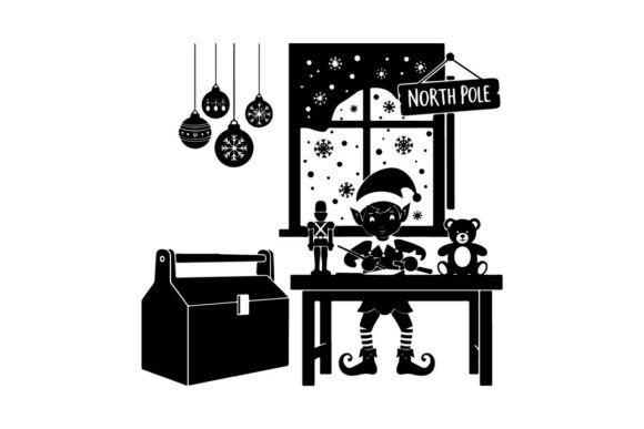Christmas Silhouette of Elf by Window Wi: A Practical Review for Illustrations