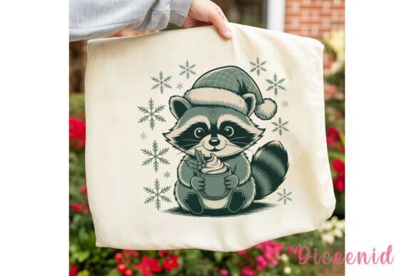 Cozy Raccoon Christmas PNG Clipart for Illustrations