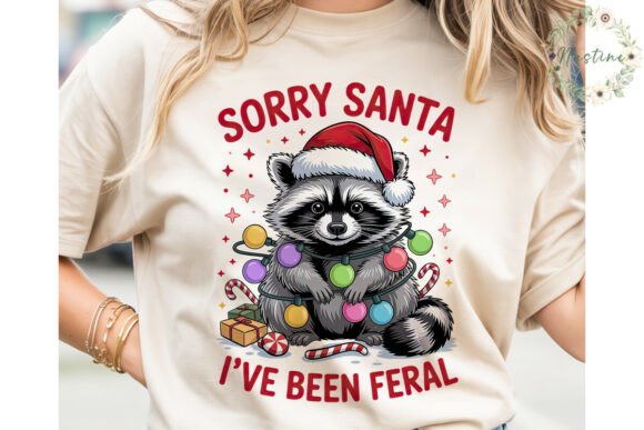 Feral Raccoon Christmas PNG Clipart for Illustrations