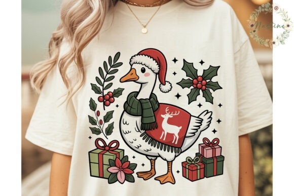 Festive Christmas Goose PNG Clipart for Seasonal Illustrations