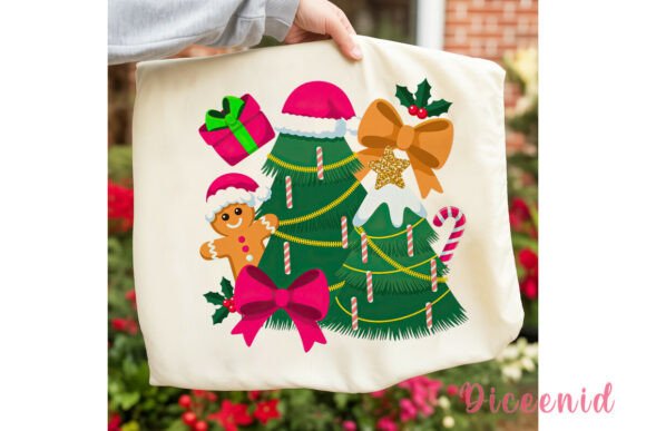 Festive Pink Green Christmas PNG Clipart