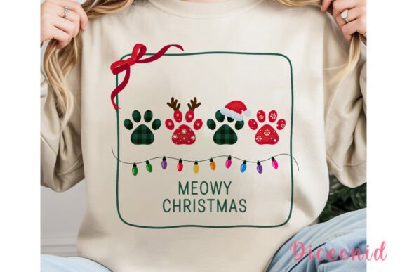 Meowy Christmas Paws Sublimation Design for Illustrations
