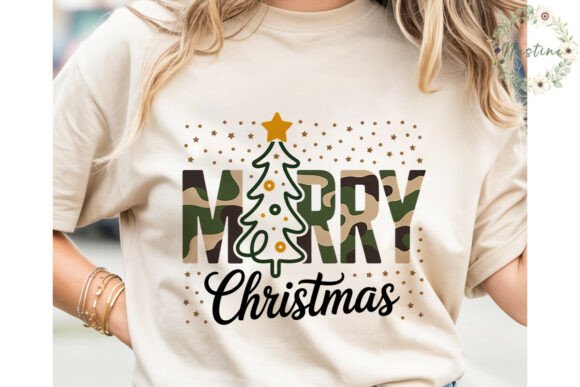 Merry Christmas Camo Glitter PNG Clipart