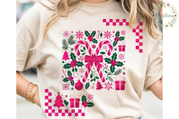Pink Green Christmas Pattern PNG Clipart for Illustrations