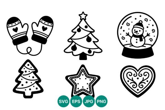 Review: Christmas Icons Black White Vector for Embroidery