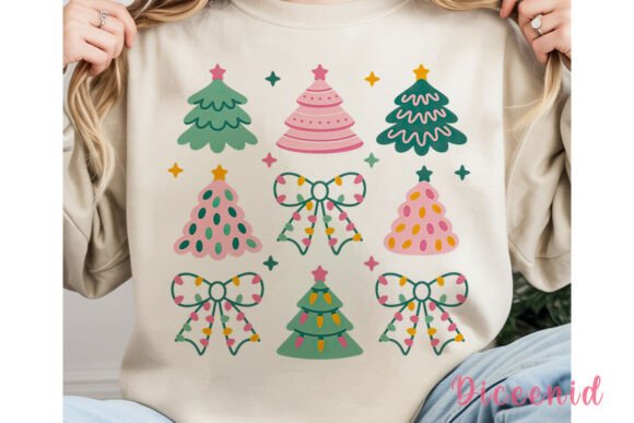 Whimsical Christmas Tree Bows PNG Illustrations